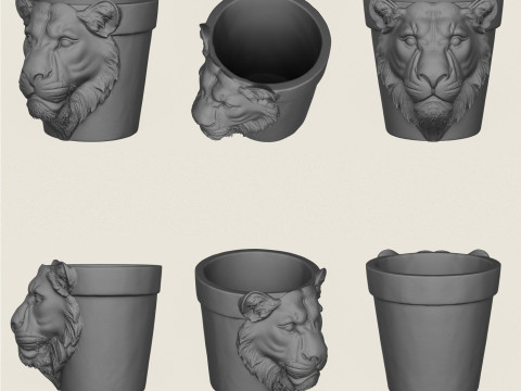 Collection de jardinières à visage d'animal Modèles 3D en vedette