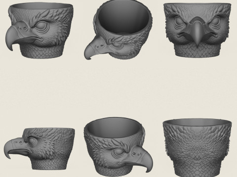 Collection de jardinières à visage d'animal Modèles 3D en vedette