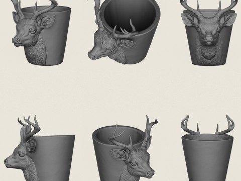 Collection de jardinières à visage d'animal Modèles 3D en vedette