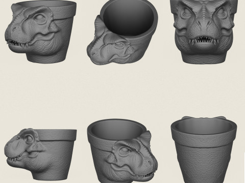 Collection de jardinières à visage d'animal Modèles 3D en vedette