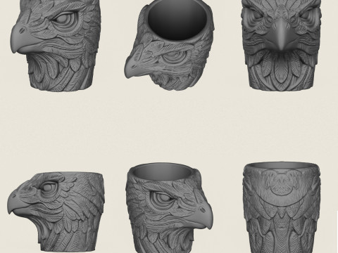 Collection de jardinières à visage d'animal Modèles 3D en vedette