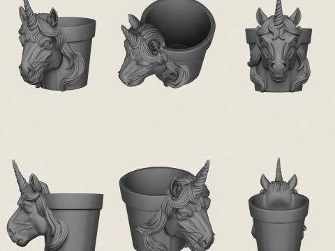 Animal Head Planter Collection 3D Print Model