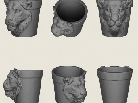 Animal Head Planter Collection 3D Print Model