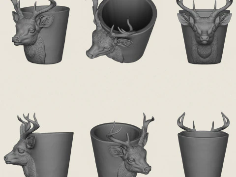 Animal Head Planter Collection 3D Print Model