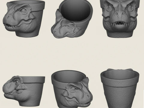 Animal Head Planter Collection 3D Print Model