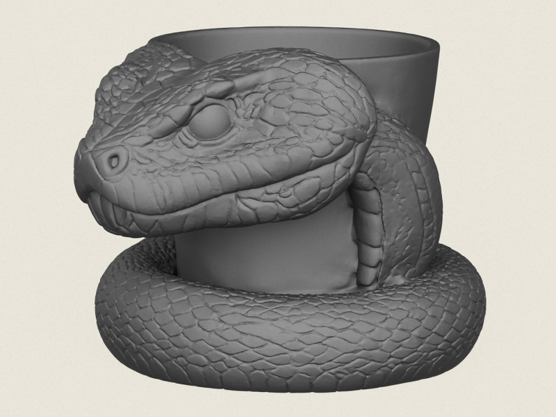 Плантатор з головою змії Python 3D Принт Модель .c4d .max .obj .3ds .fbx .stl .blend 