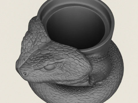 Python Snake Head Planter 3D Print Model