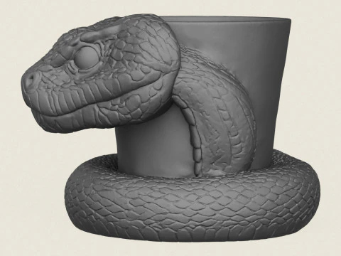 Python Snake Head Planter 3D Print Model