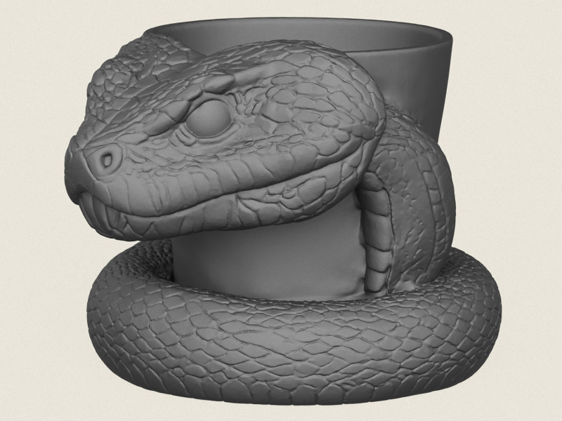 Python slangenkop plantenbak 3D printmodel .c4d .max .obj .3ds .fbx .stl .blend 