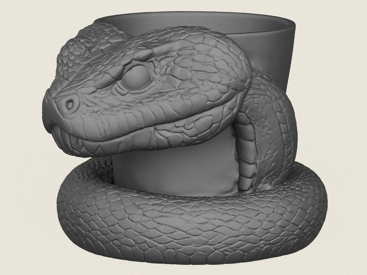 Python Snake Head Planter 3D Print Model .c4d .max .obj .3ds .fbx .stl .blend 