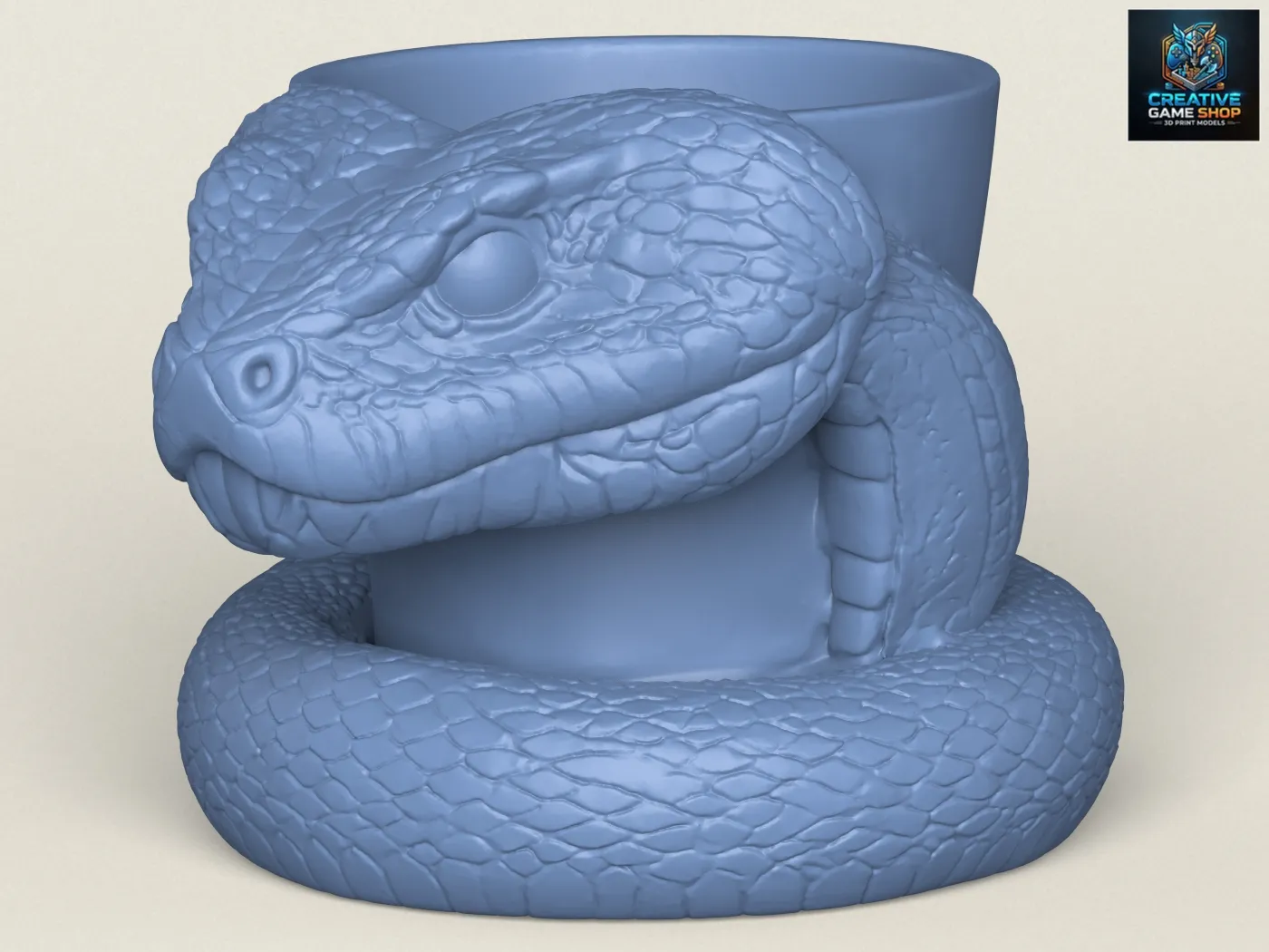 Python Snake Head Planter 3D Print Model .c4d .max .obj .3ds .fbx .stl .blend 