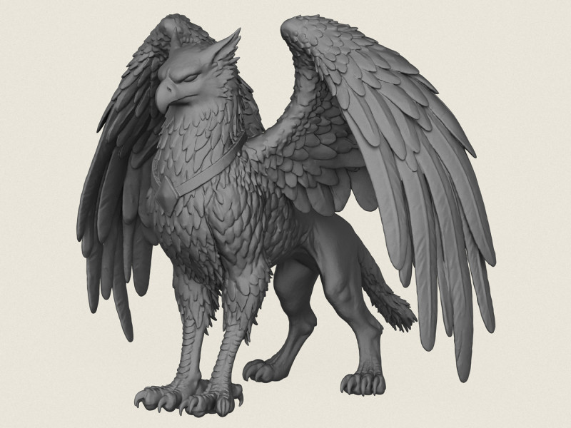 Fantasy Griffin Print Ready 3D Print Model .c4d .max .obj .3ds .fbx .stl .blend 