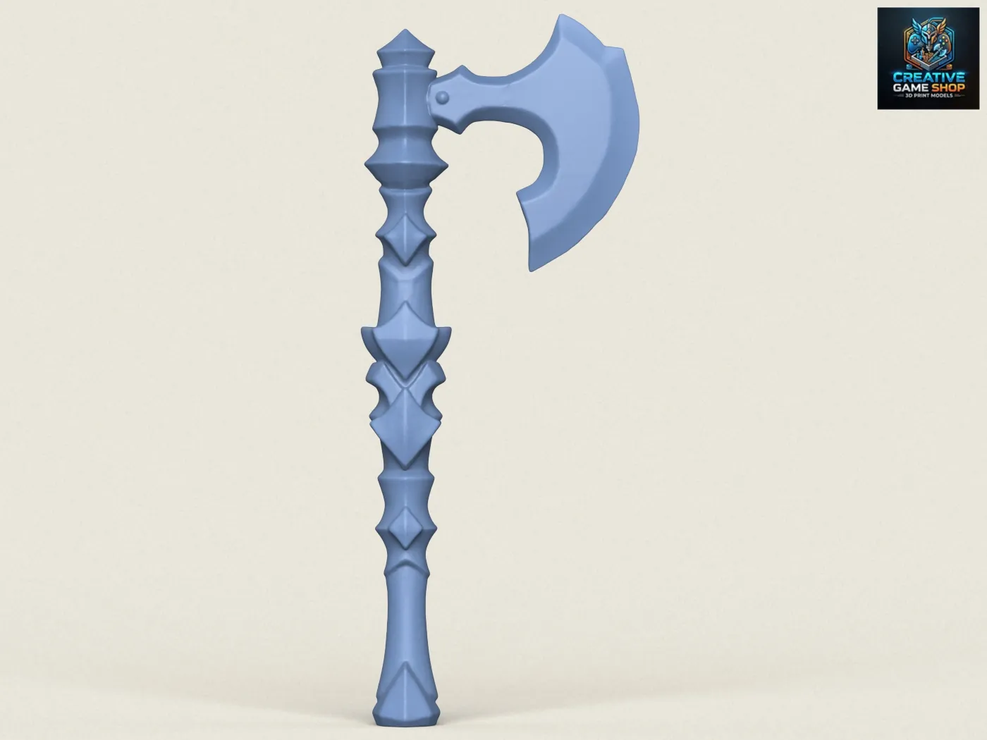 Fantasy Warrior Axe 3D Print Model .c4d .max .obj .3ds .fbx .stl .blend 