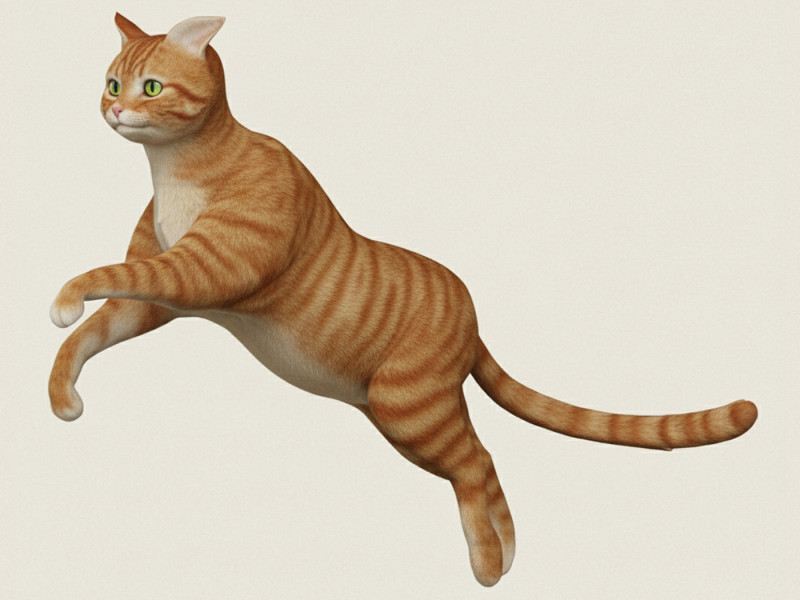 猫のジャンプポーズ 3Dプリントモデル .c4d .max .obj .3ds .fbx .stl .blend 