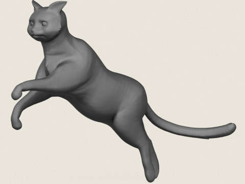 猫のジャンプポーズ 3Dプリントモデル