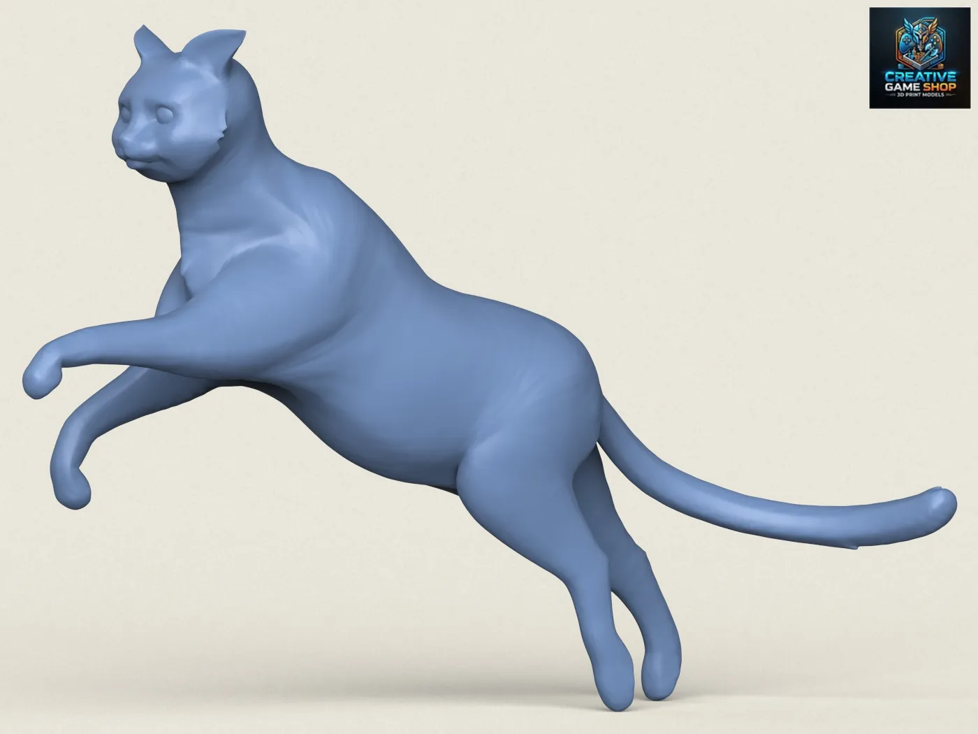 Cat Jumping Pose 3D Print Model .c4d .max .obj .3ds .fbx .stl .blend 