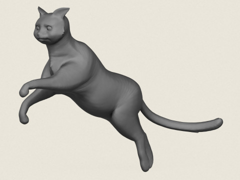 Cat Jumping Pose Print Ready 3D Print Model