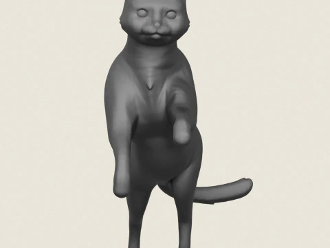 Cat Jumping Pose 3D Print Model