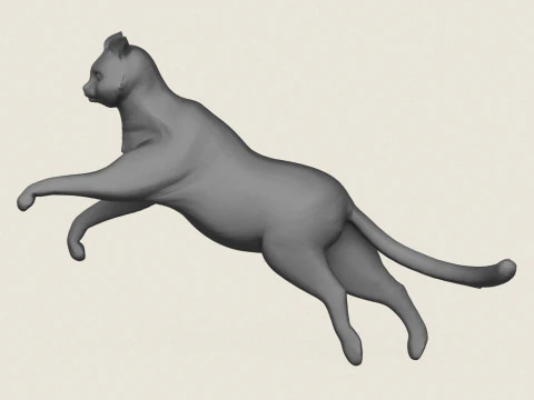 Cat Jumping Pose 3D Print Model