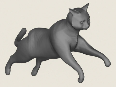 Cat Jumping Pose 3D Print Model
