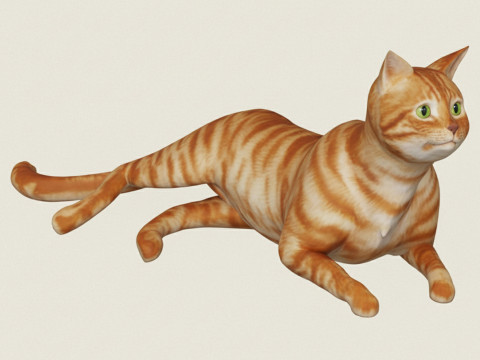 Расслабляющая поза кошки 3D Принт Модель