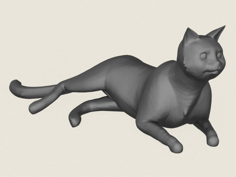 Cat Relaxing Pose 3D Print Model .c4d .max .obj .3ds .fbx .stl .blend 
