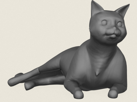 고양이 편안한 포즈 인쇄 준비 3D 프린트 모델