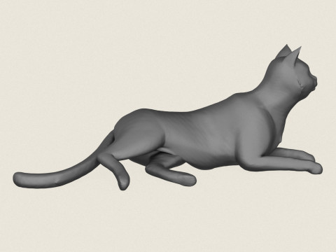 고양이 편안한 포즈 인쇄 준비 3D 프린트 모델
