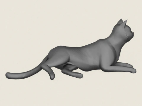 Cat Relaxing Pose 3D Print Model