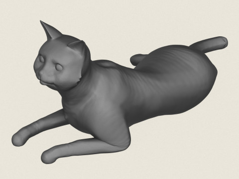 고양이 편안한 포즈 인쇄 준비 3D 프린트 모델