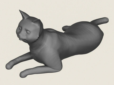 Cat Relaxing Pose 3D Print Model