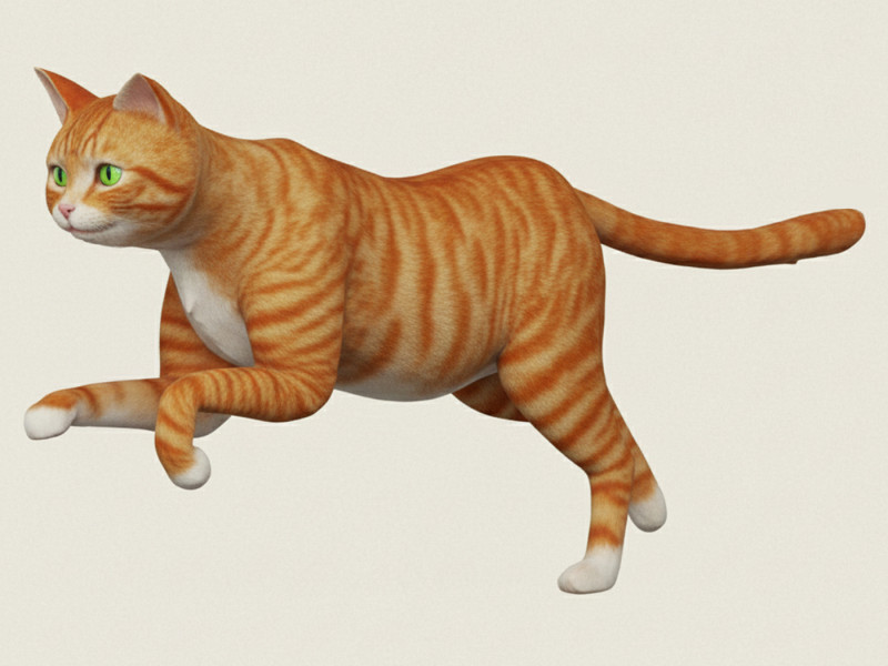 Cat Run Pose 3D Print Model .c4d .max .obj .3ds .fbx .stl .blend 