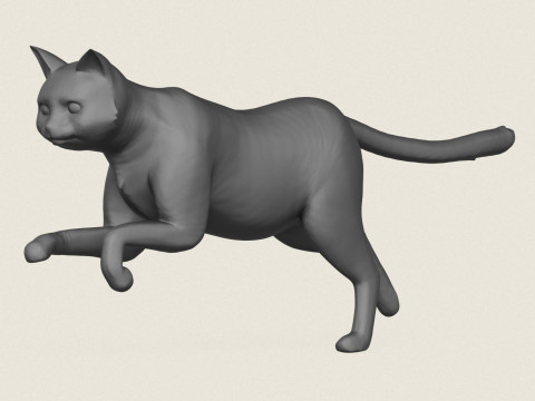 Cat Run Pose 3D Print Model