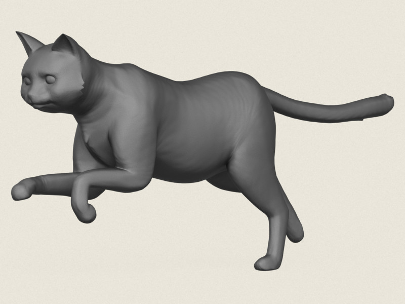 Pose de course de chat Modèles 3D en vedette .c4d .max .obj .3ds .fbx .stl .blend