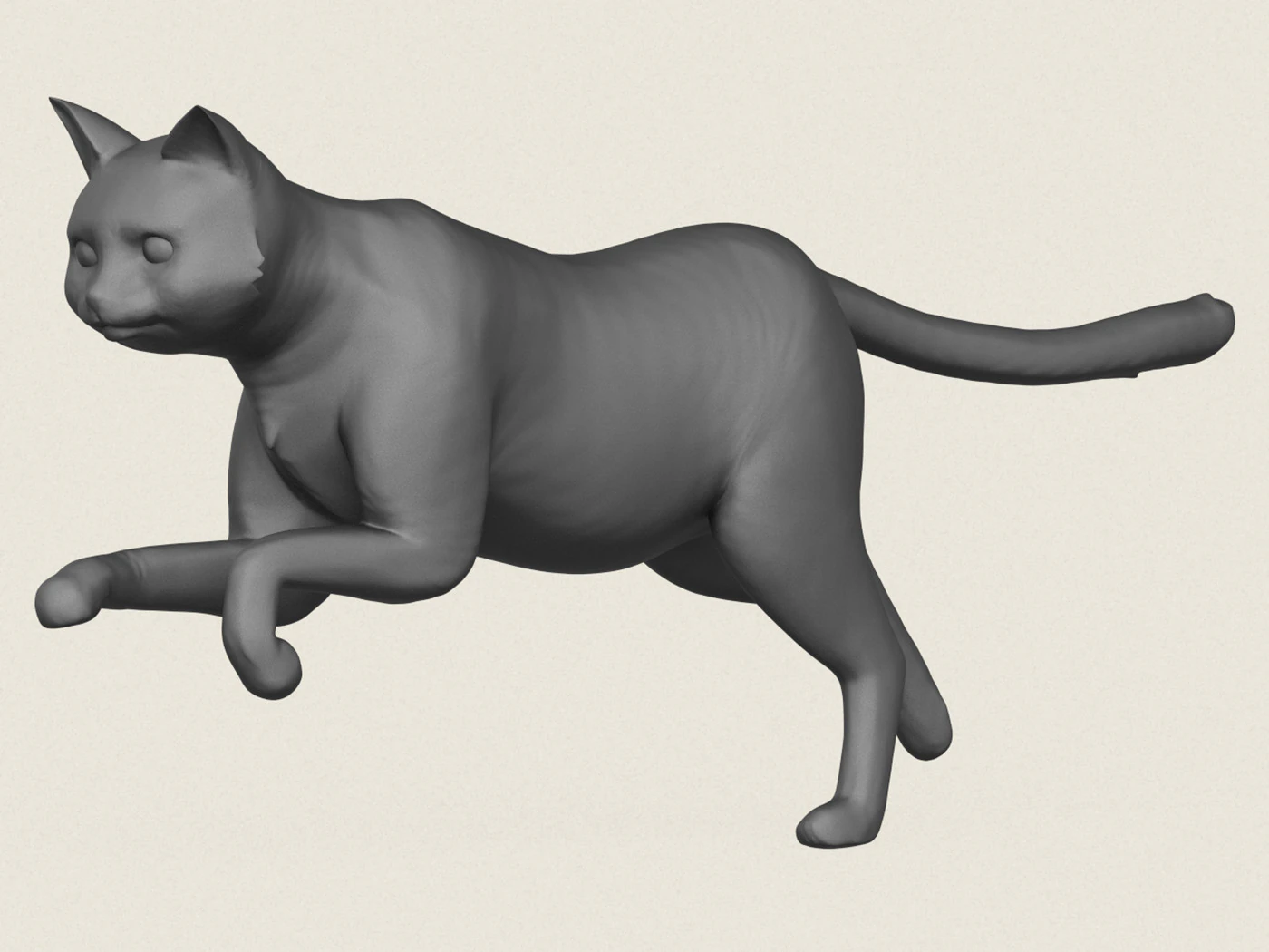 Cat Run Pose 3D Print Model .c4d .max .obj .3ds .fbx .stl .blend 