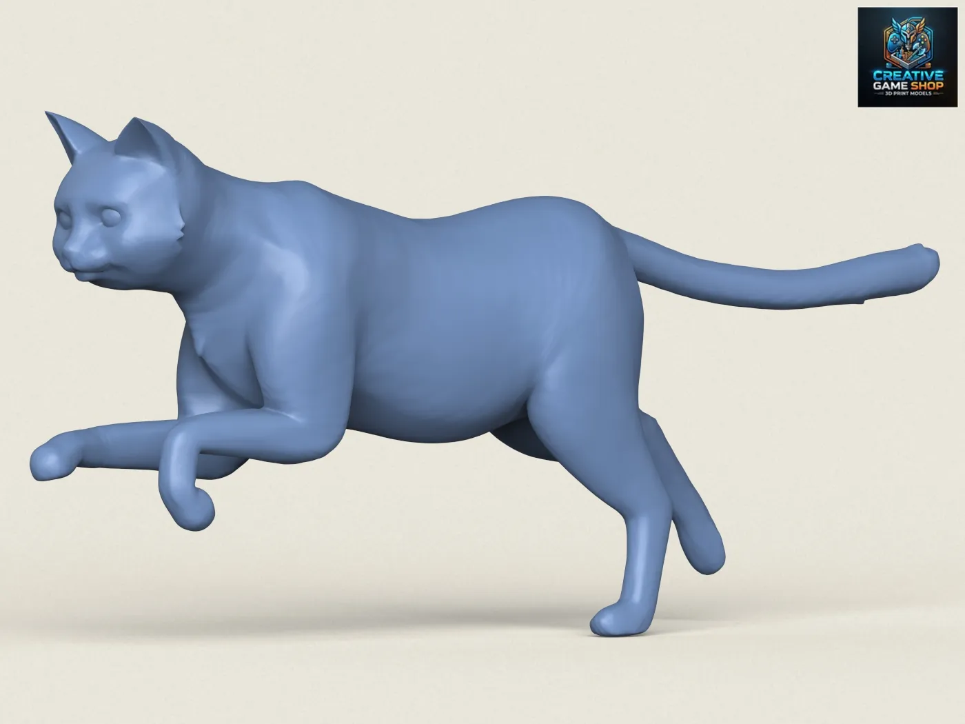 Cat Run Pose 3D Print Model .c4d .max .obj .3ds .fbx .stl .blend 