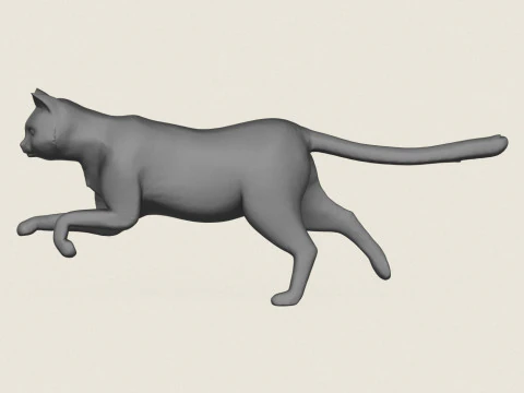 Cat Run Pose 3D Print Model