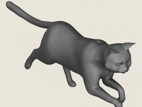 Cat Run Pose 3D Print Model