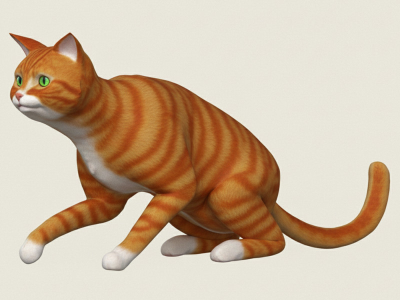 Posa del gatto seduto Modello di stampa 3D .c4d .max .obj .3ds .fbx .stl .blend