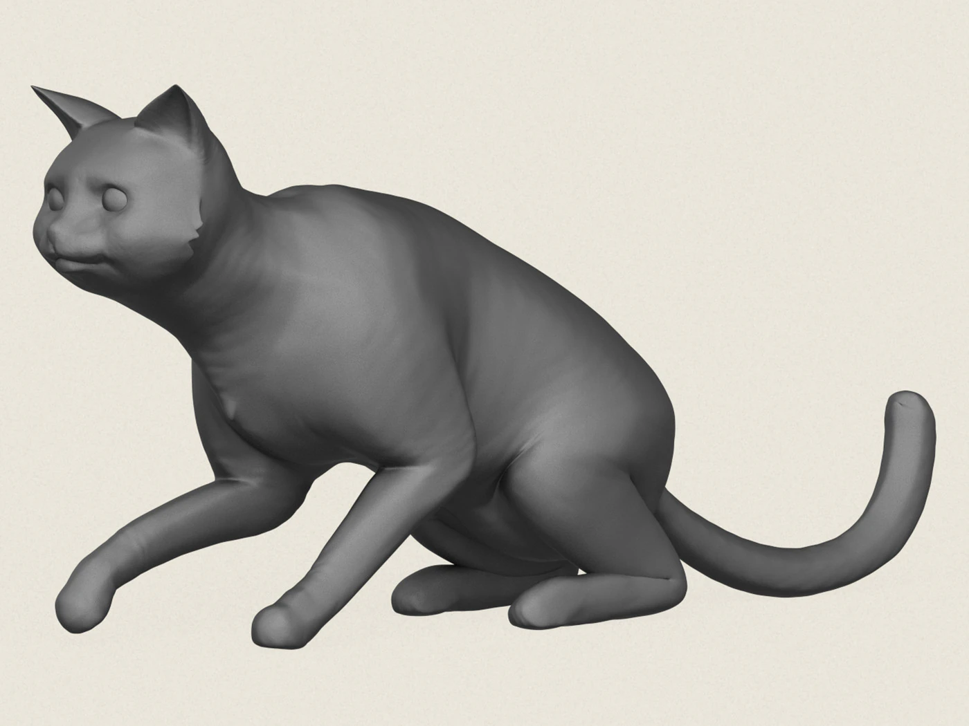Cat Sitting Pose 3D Print Model .c4d .max .obj .3ds .fbx .stl .blend 
