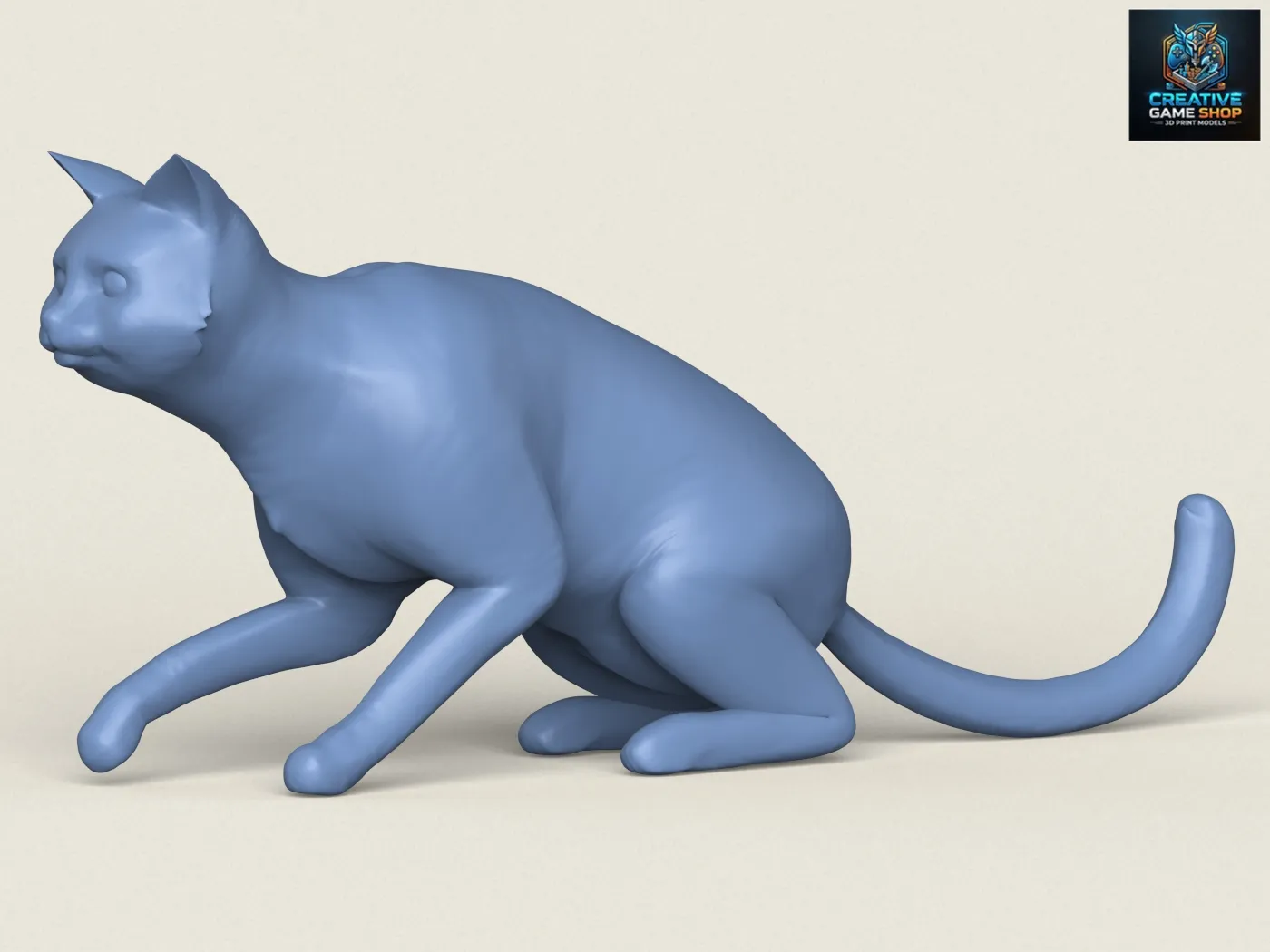 Cat Sitting Pose 3D Print Model .c4d .max .obj .3ds .fbx .stl .blend 