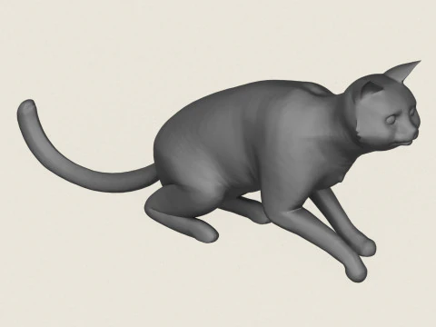 Cat Sitting Pose 3D Print Model