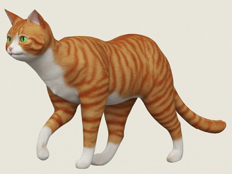 Cat Walk Pose 3D Print Model .c4d .max .obj .3ds .fbx .stl .blend 