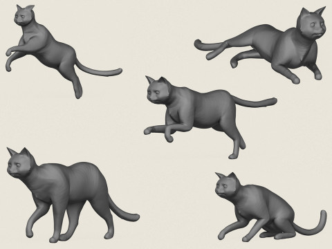 Collection de poses de chats prêtes à imprimer en 3D Modèles 3D en vedette