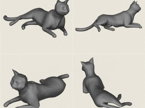 Cat Poses Collection 3D Print Model