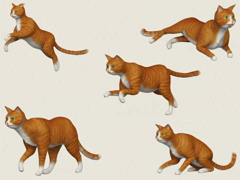 猫のポーズ集 3Dプリントモデル