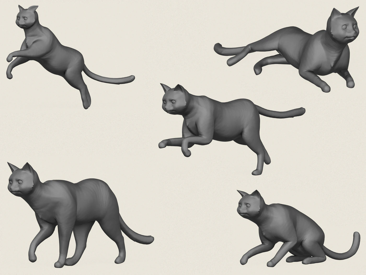 Cat Poses Collection 3D Print Model .c4d .max .obj .3ds .fbx .stl .blend