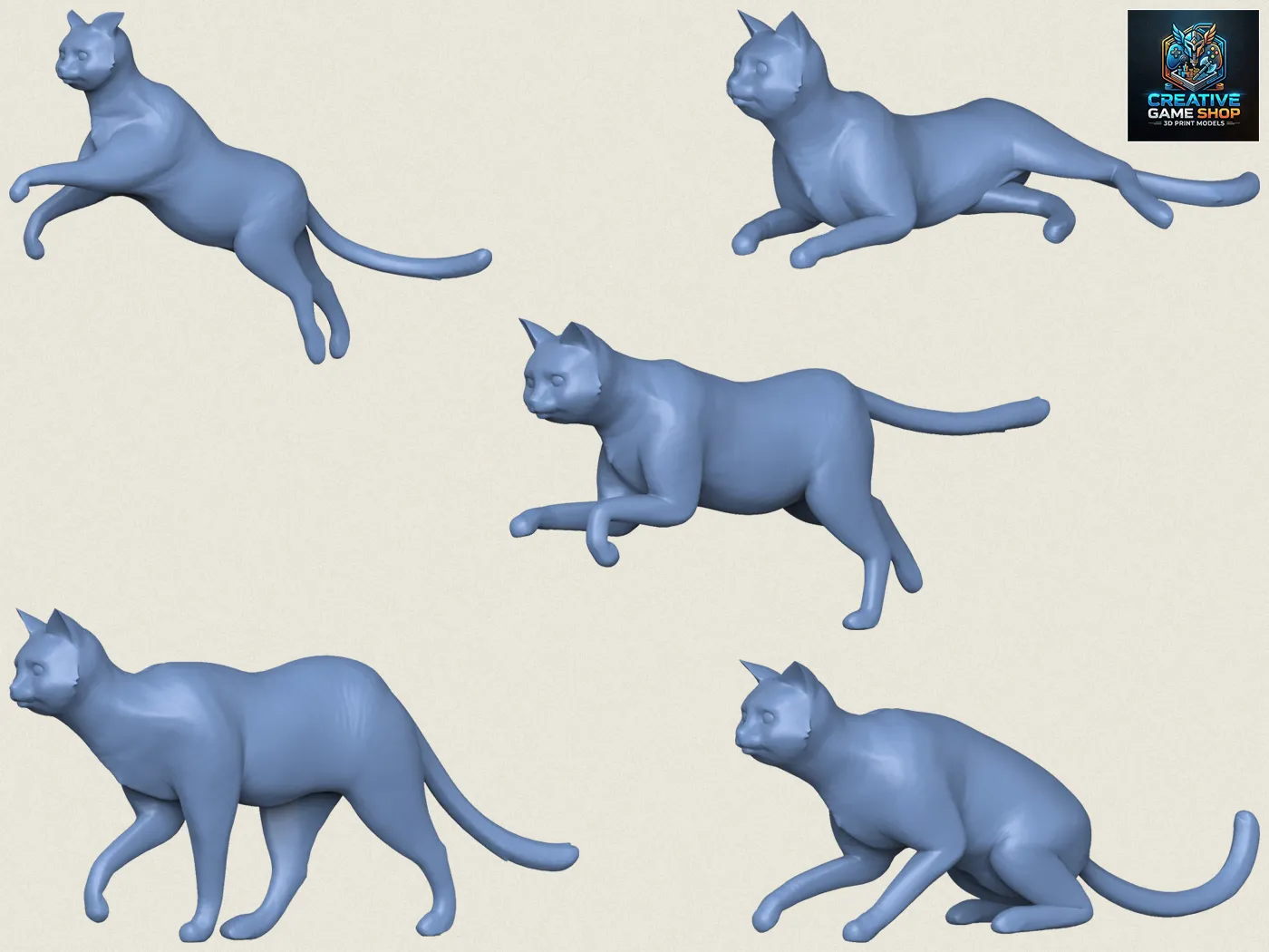 Colección de posturas de gato Modelo de impresión 3D .c4d .max .obj .3ds .fbx .stl .blend