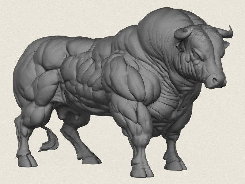 Toro bisonte musculoso Modelo de impresión 3D .c4d .max .obj .3ds .fbx .stl .blend 