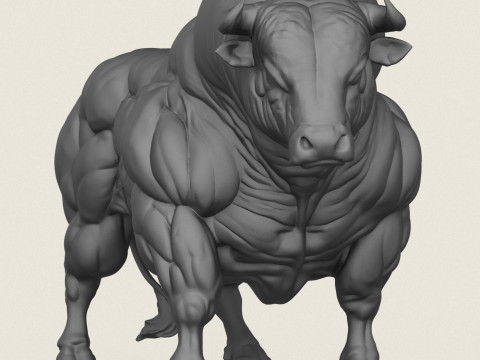 Toro bisonte musculoso Modelo de impresión 3D